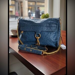 Rebecca Minkoff M.A.C. Crossbody in Blue Ostrich